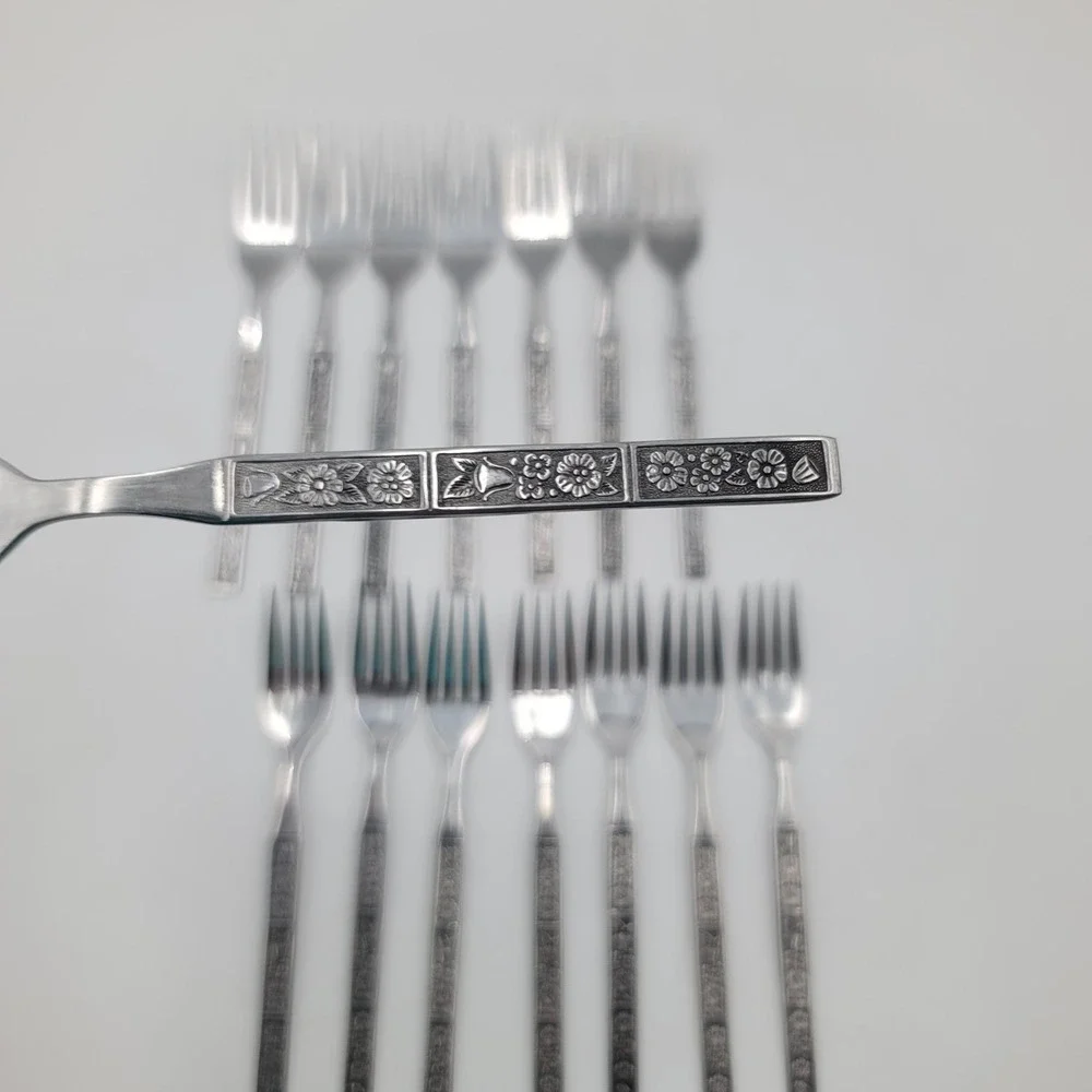 15pc Spring Fever Northland Oneida Stainless Steel Fork Set Floral Pattern